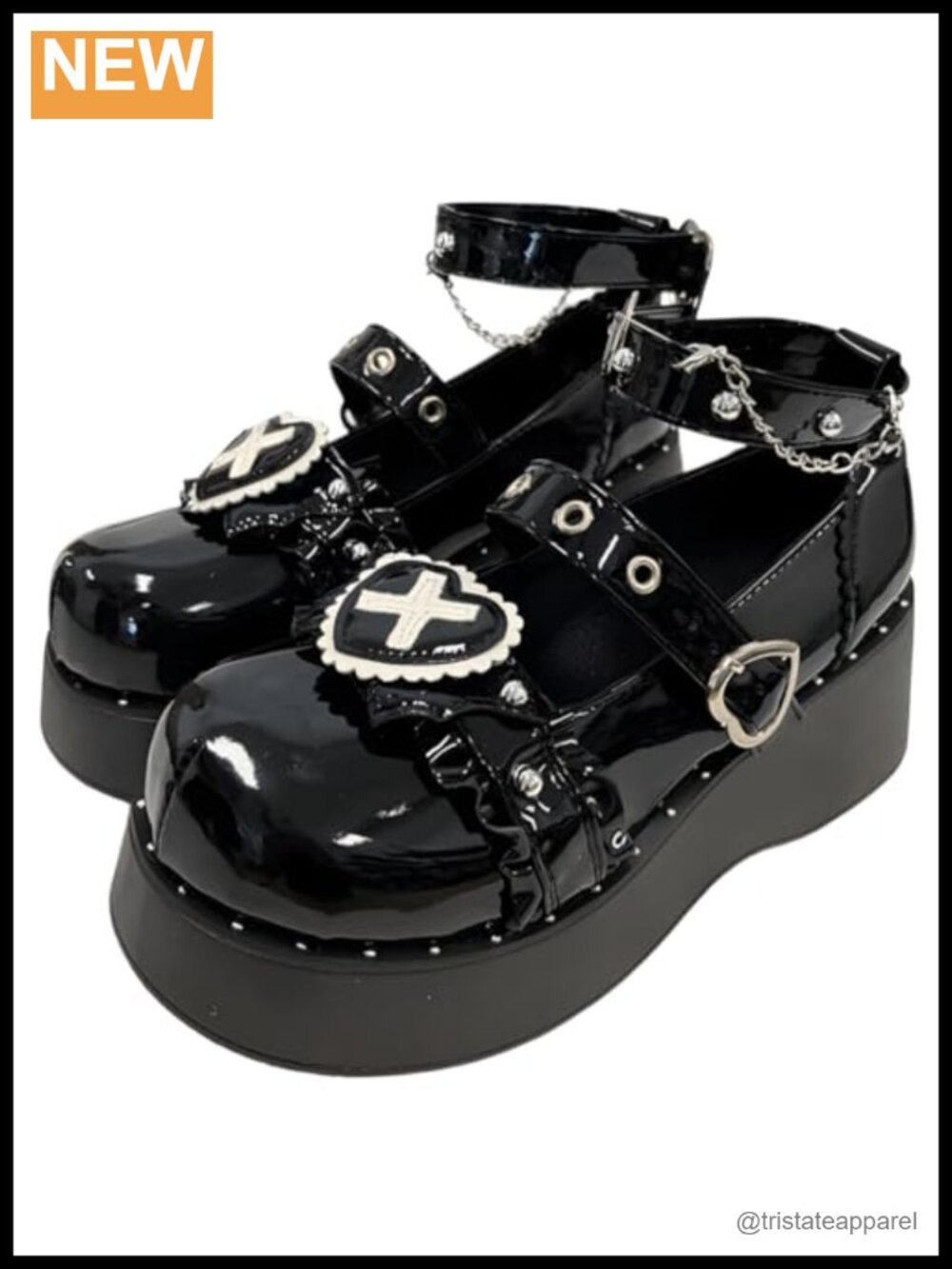 Platform Mary Jane Heels Round Toe Faux Leather Chunky Heel
